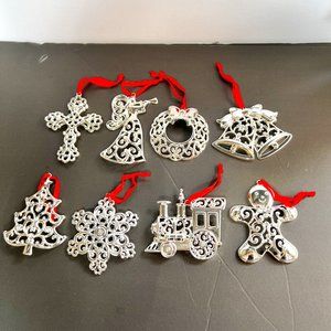 Set of 8 LENOX American by Design Sparkle and Scroll Silverplate Ornaments